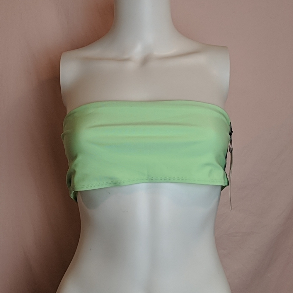PrettyLittleThing Green Bandeau Bikini Top size 6